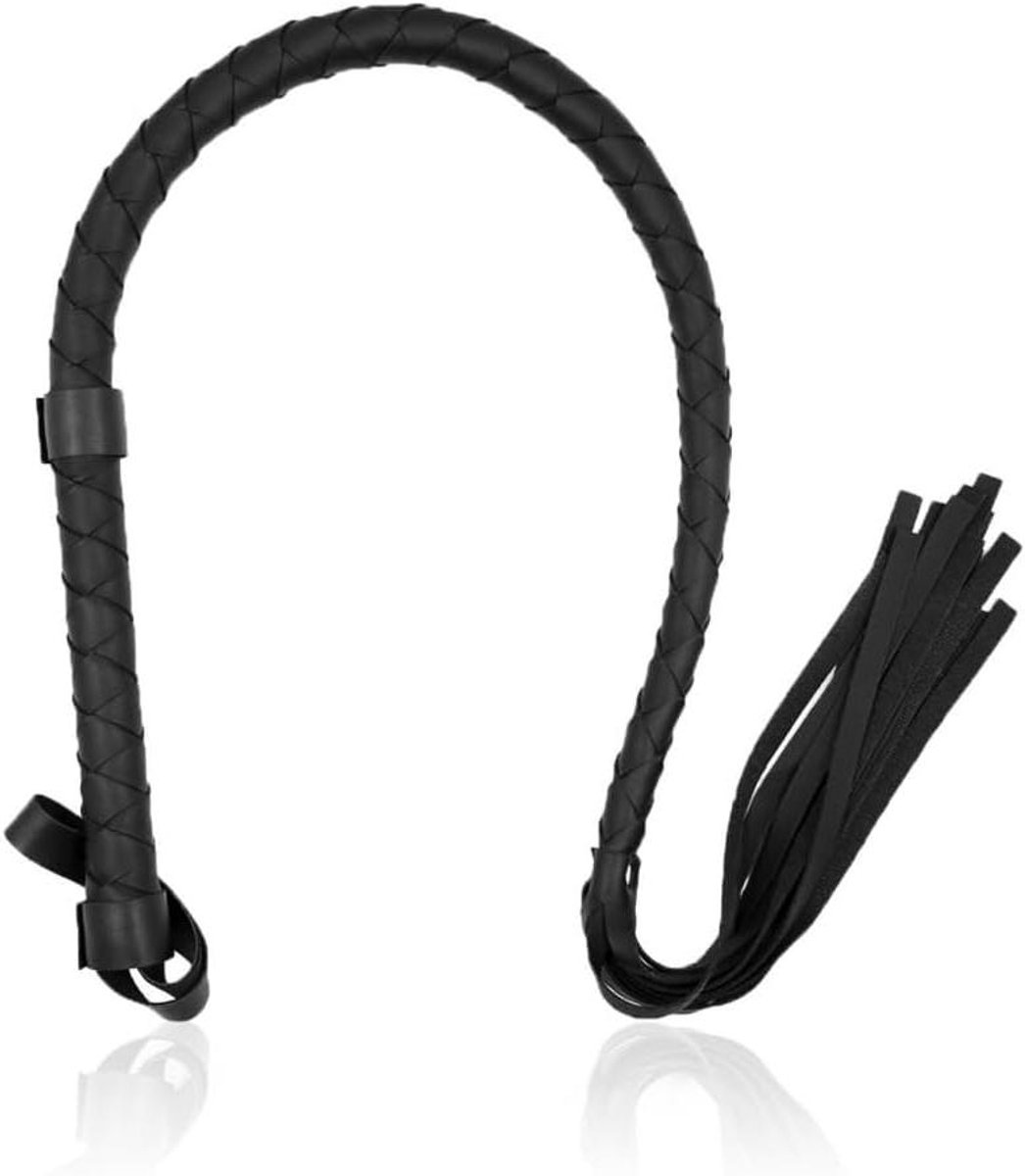 JGS Premium - Lederen paardenzweep met kwastjes en gevlochten grip voor paardensport en cosplay - Lichtgewicht voor outdoor training