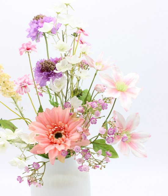 Bouquet de soie - Bouquet des champs - Cueilli en été - 60 cm de haut - Fleurs artificielles - 9 tiges