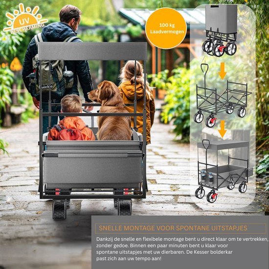 DailySupplies® Bolderkar Opvouwbaar - Bolderwagen Luchtbanden - Bolderkarren - 100kg Draagvermogen van DailySupplies — afbeelding 4