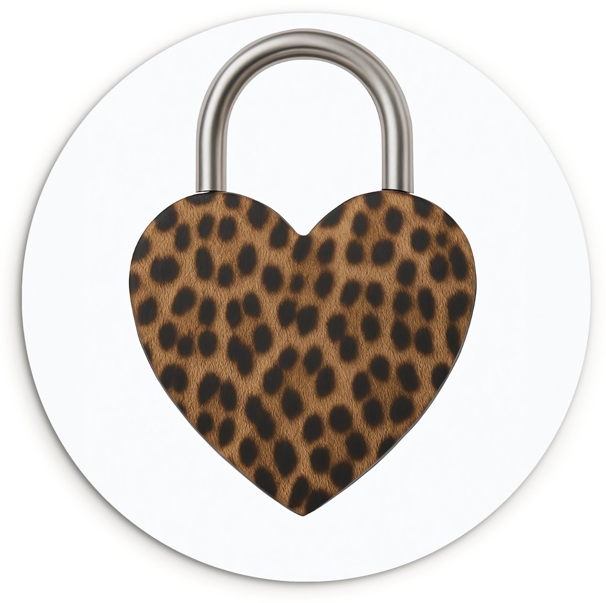WallCircle Wandcirkel 90x90 cm - Muurcirkel Slot - Hartvormig - Bruin - Panterprint - Muurdecoratie woonkamer - Wanddecoratie slaapkamer - Kamer decoratie accessoires - Ronde schilderijen