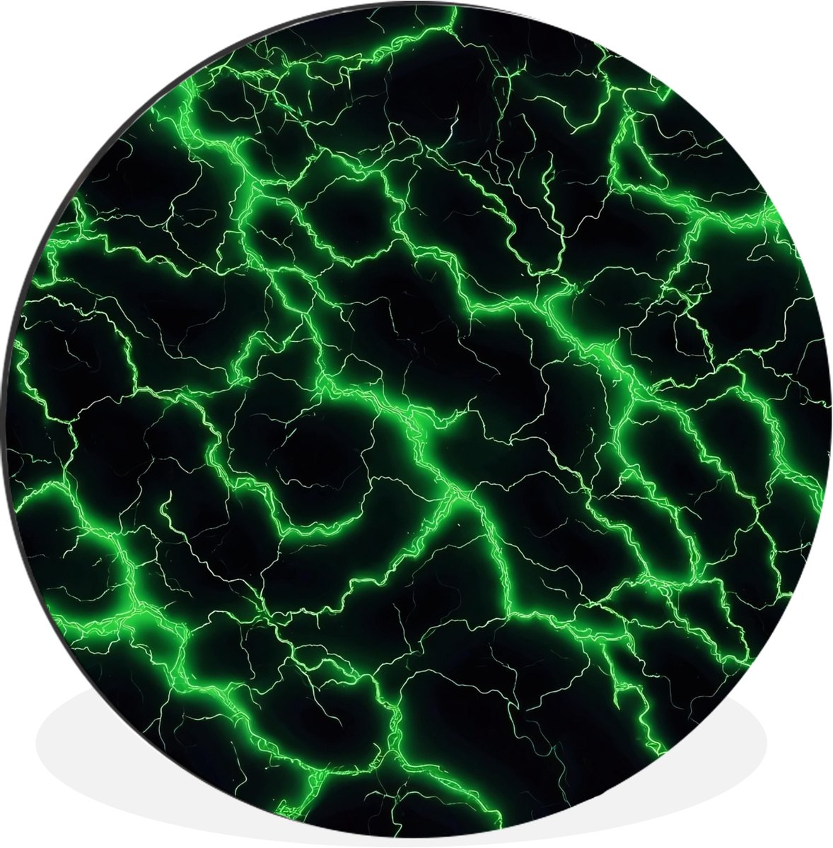 WallCircle Wandcirkel - Muurcirkel - Gaming - Bliksemflitsen - Groen - Energie - Aluminium - Dibond - 60x60 cm - Binnen en Buiten