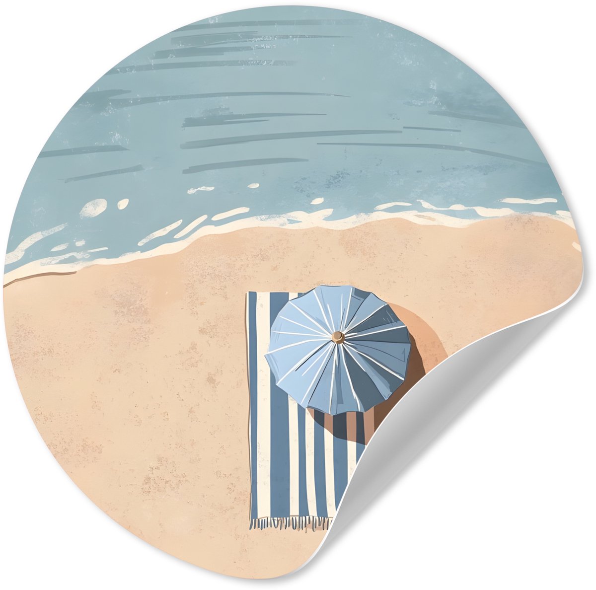 WallCircle® - Behangcirkel 120x120 cm - Muurstickers Strandlaken - Strepen - Parasol - Str
