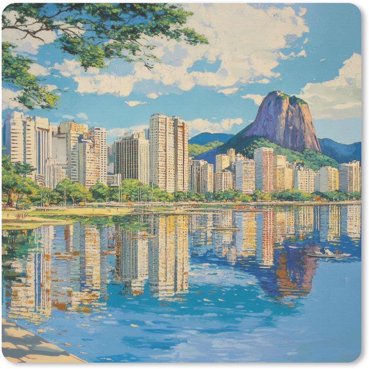 Muismat 30x30 cm - Mousepad Berg - Skyline - Strand - Water - Muismatten