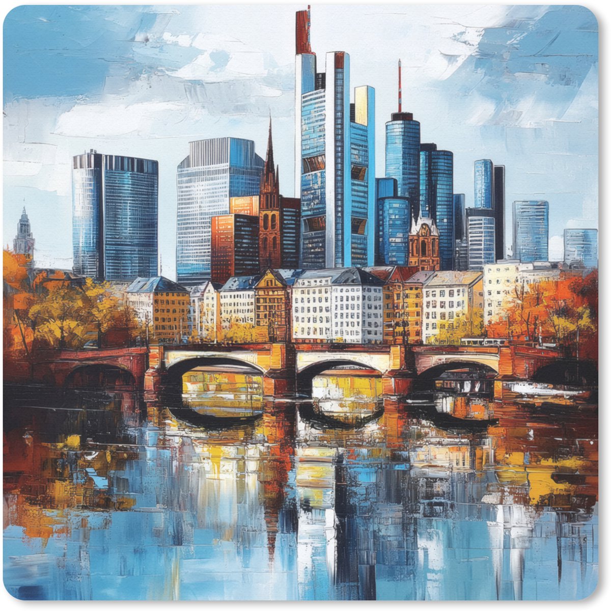 Muismat 20x20 cm - Mousepad Bomen Frankfurt- Stad - Skyline - Brug - Muismatten