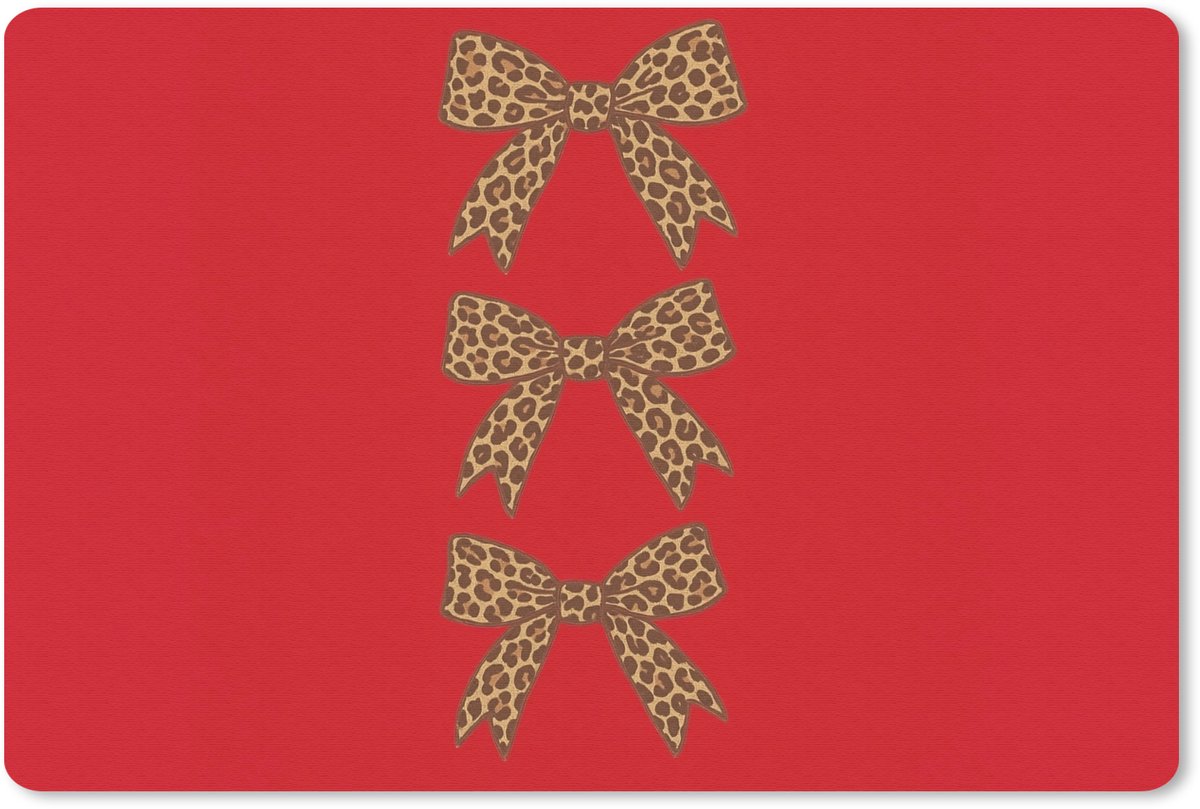 Muismat 27x18 cm - Mousepad Strikken - Panterprint - Rood - Muismatten