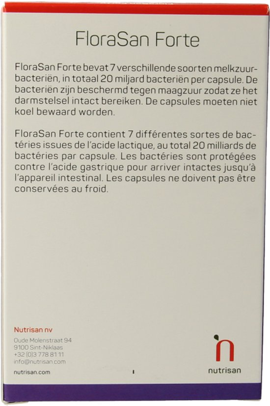 Achterkant van de verpakking met productinformatie in het Nederlands en Frans.