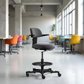 Backerz Ergonomische Werkkruk met Voetsteunring - Bureaustoelen voor Volwassenen - Volledig Verstelbaar, tot 120kg - Office Chair - Gamestoel - Zwart