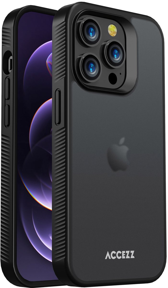 Accezz Hoesje Geschikt voor iPhone 14 Pro Hoesje - Accezz Rugged Frosted Backcover - Zwart