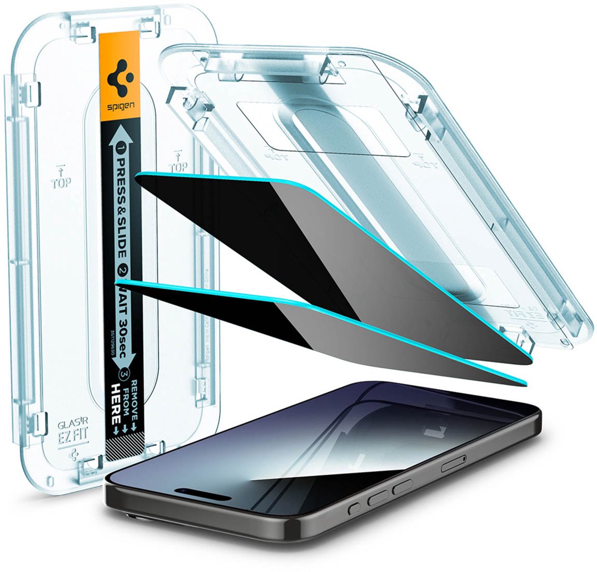 Spigen EZ Fit Glas.tR Privacy Glass (2-Pack) Geschikt voor Apple iPhone 15 Pro Max