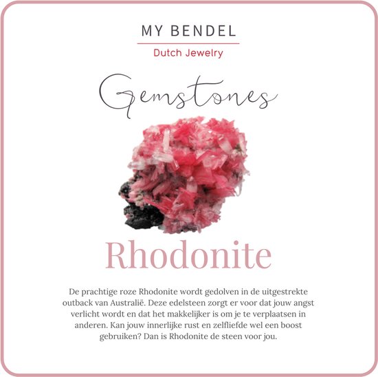 Zilverkleurige ring met ronde Rhodonite - Zilverkleurige ring met ronde Rhodonite - moderne stijlvolle look - Met luxe cadeauverpakking