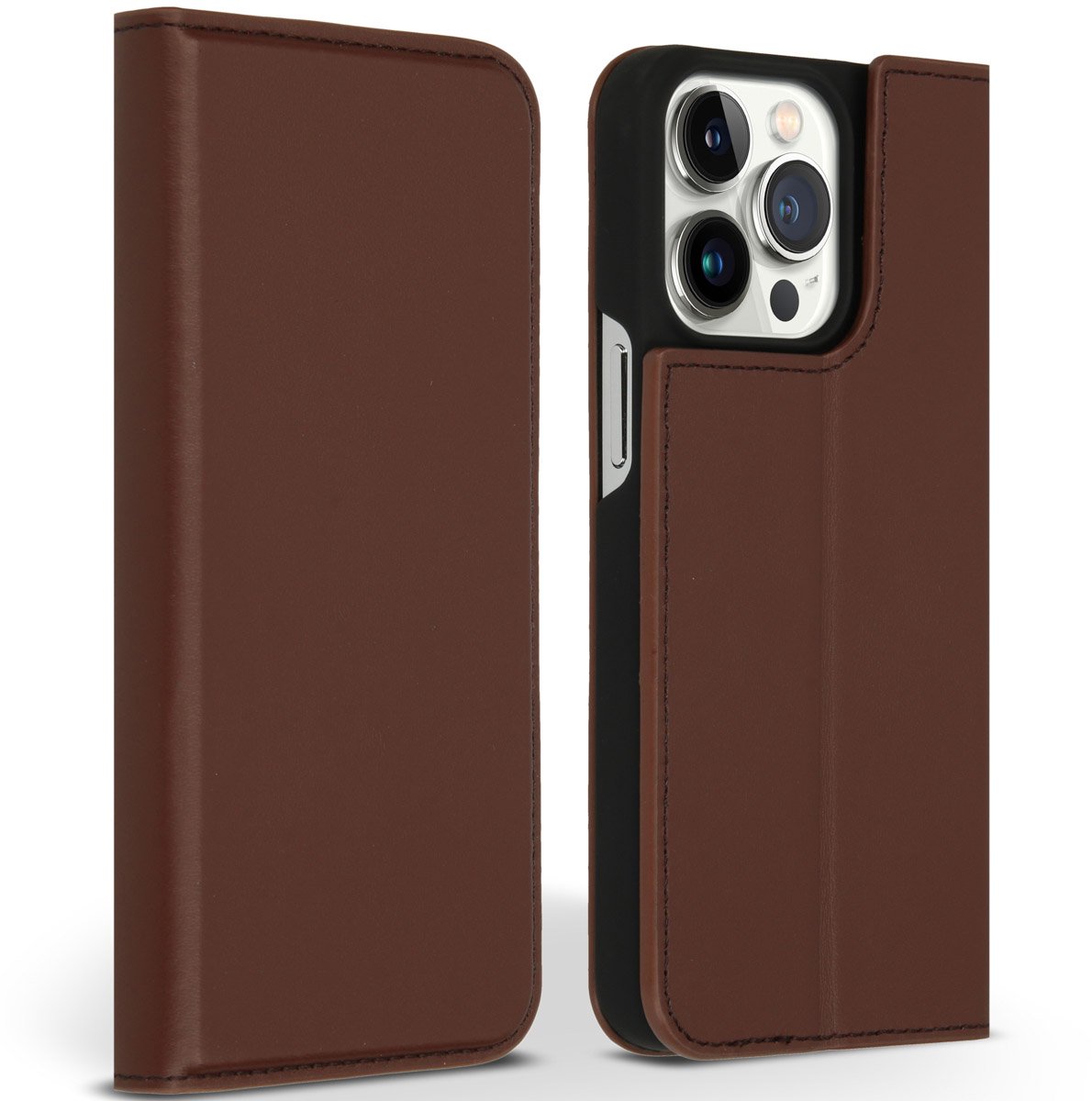 Accezz Premium Leather Slim Book Case iPhone 13 Pro hoesje - Bruin