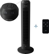 JAP Appliances Vancouver - 2 in 1 Stille bladloze ventilator (40 - 48dB) en luchtreiniger (Ionisator) - Torenventilator met afstandsbediening en timer - 6 Standen (3 snelheden) - Mat zwart