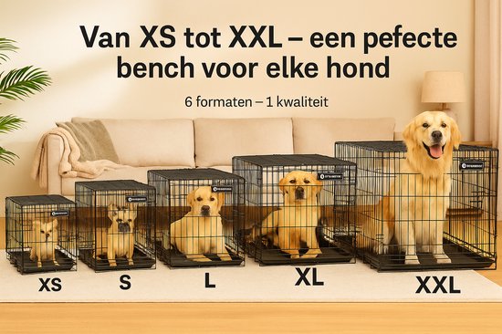 Adori Benchhoes Zwart - Hondenbench - 92.5x59.5x64.5 cm