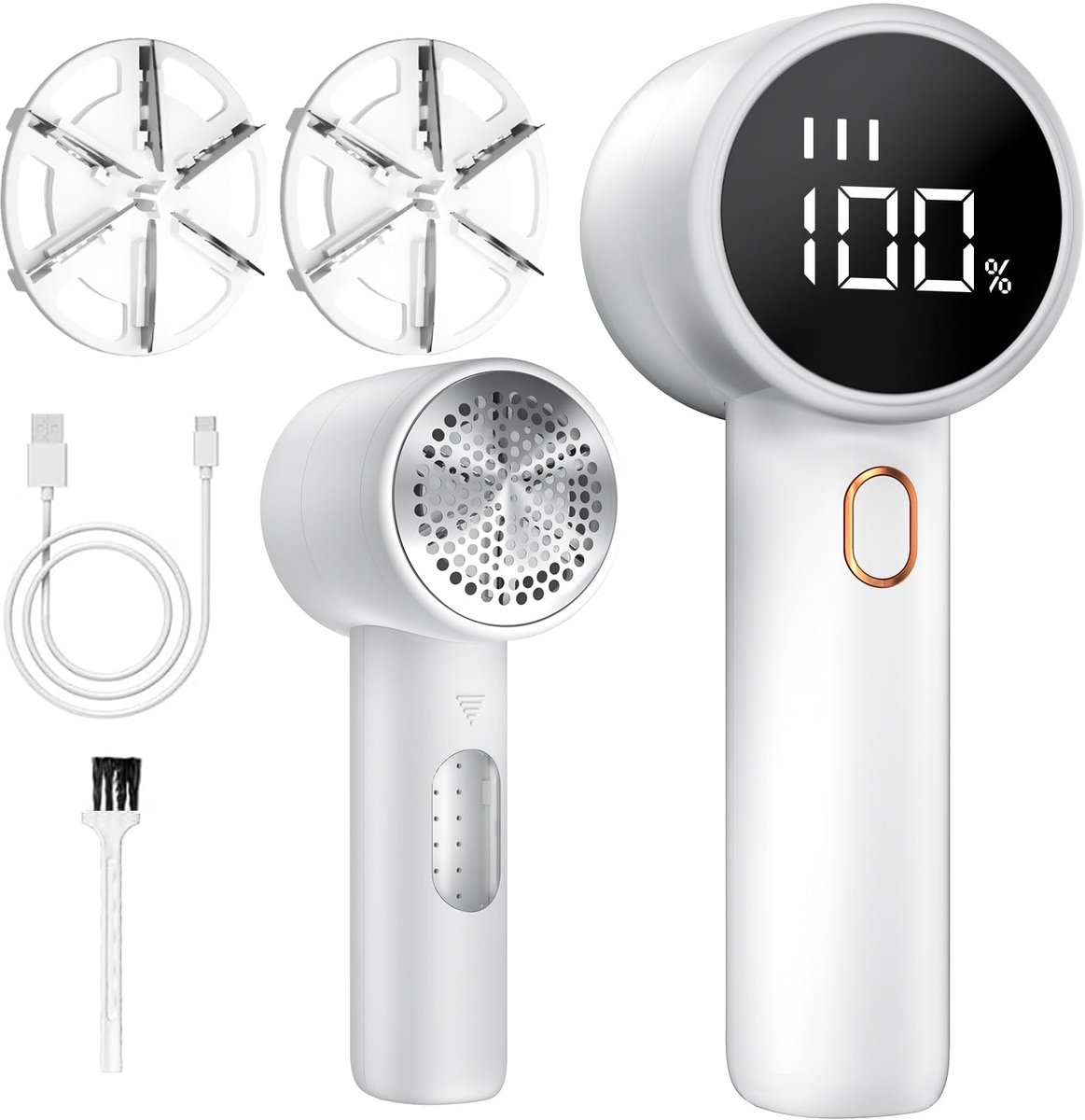 Ibenzoa® Oplaadbare en Draagbare Pluisscheerapparaat met LED-display voor Verschillende Stoffen wit