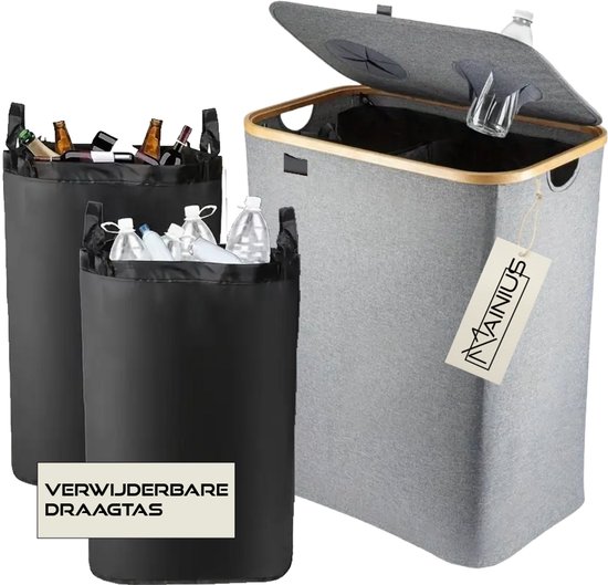 Relaxdays recycle bin office, bamboo, square, 6 l, open, for office & bathroom, paper basket HBD: 27x20x20cm, nature