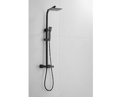 Excellent Wellness Opbouw Doucheset Regendouche Type TD004-2A - Thermostaatkraan & Handdouche - Mat Zwart