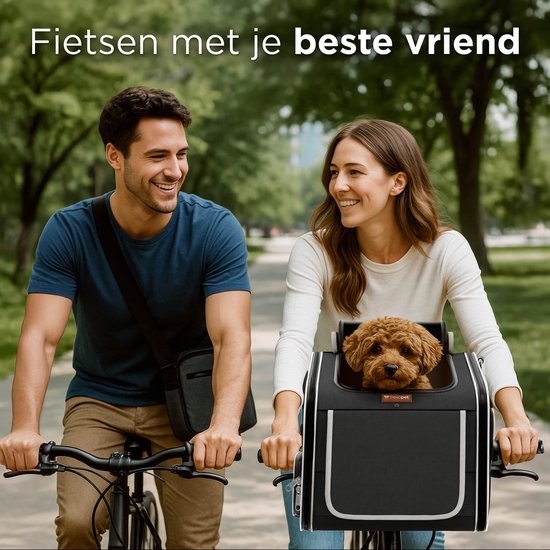 Trevopet® - Fietsmand hond - Hondenmand fiets - Hondenfietsmand Elektrische Fiets - Hondenfietsmand - Fietsmand Hond Voorop - 4-in-1 Draagtas, Rugzak, Fietsmand, Autostoel - Voor Honden tot 8 kg - Met Binnenriem & Zachte Voering - Zwart van Trevopet — afbeelding 3