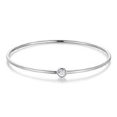 Bracelet Twice As Nice en acier inoxydable avec une pierre ronde transparente, couleur argentée, 16 cm + 3 cm