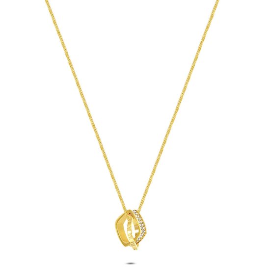Collier Twice As Nice en acier inoxydable couleur or, deux pendentifs Couleur or 40cm + 5cm