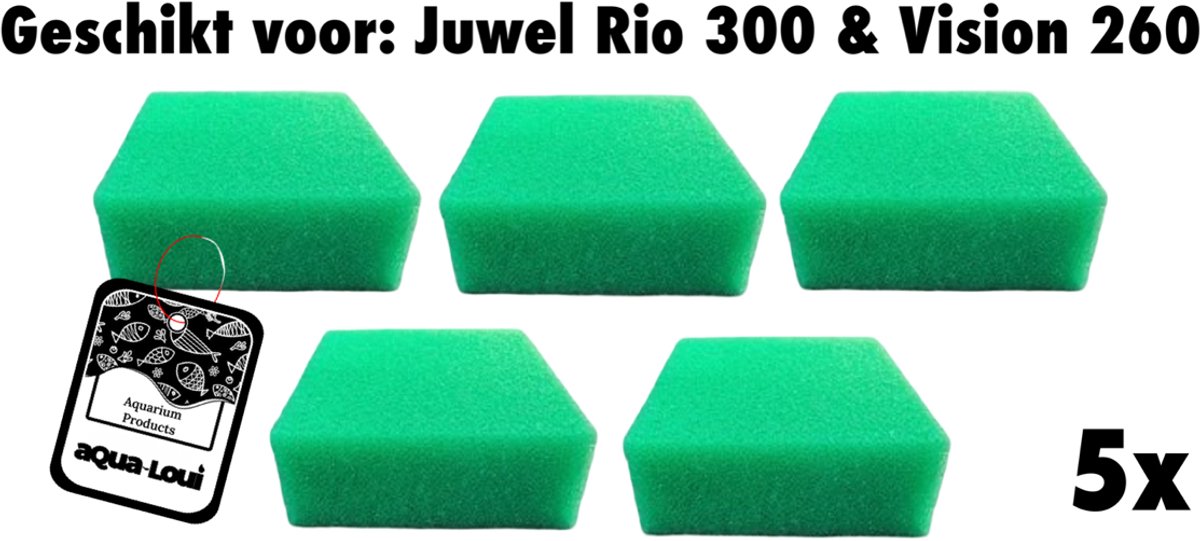 Aqua-Loui® - Nitraat Spons - Nitraat Verwijderaar - Geschikt voor Juwel - Large (L) - Geschikt voor Bioflow 6.0 - Intern filtersysteem - Aquarium - Geschikt voor Juwel: Rio 300 & Vision 260 - 5 Stuks