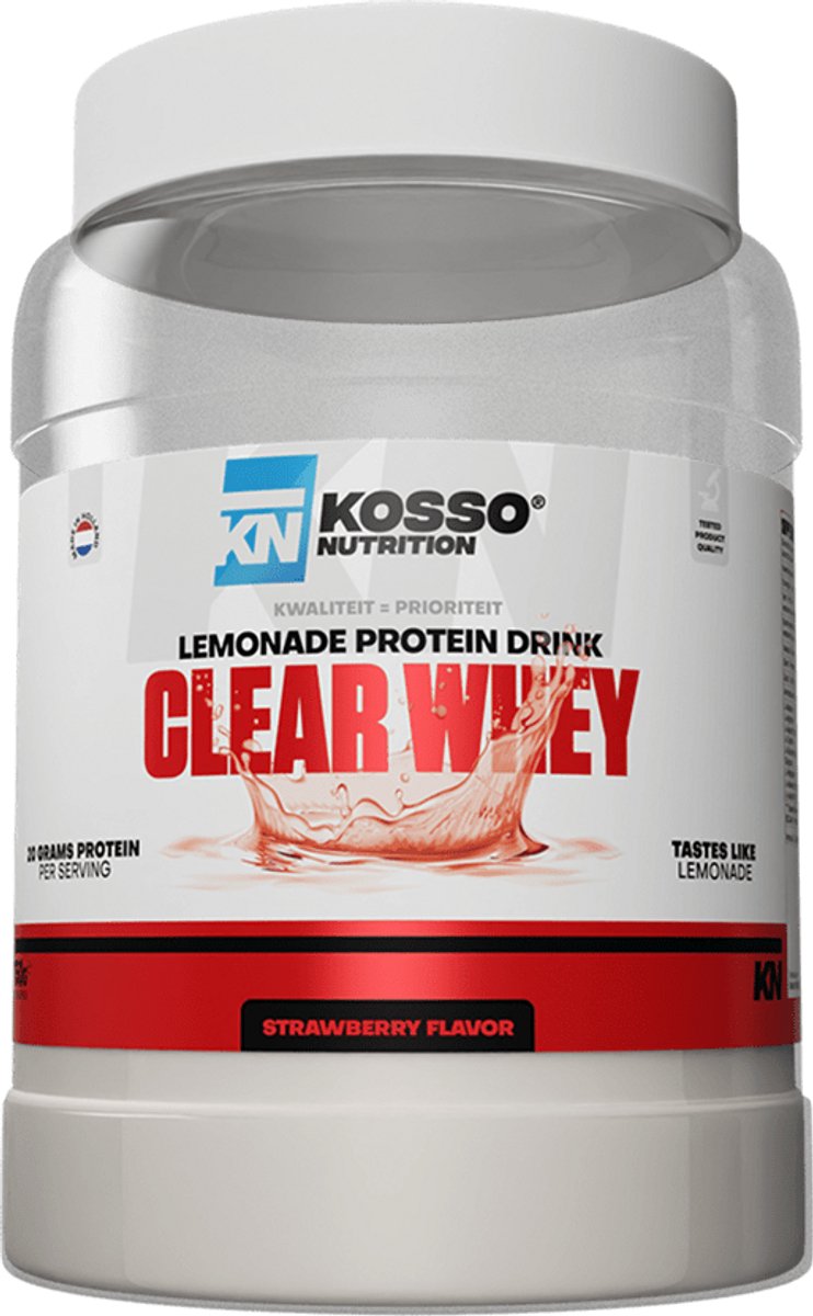 Kosso Nutrition – Clear Whey – Aardbei – Verfrissende Eiwit Limonade – 21g Eiwit – 500g