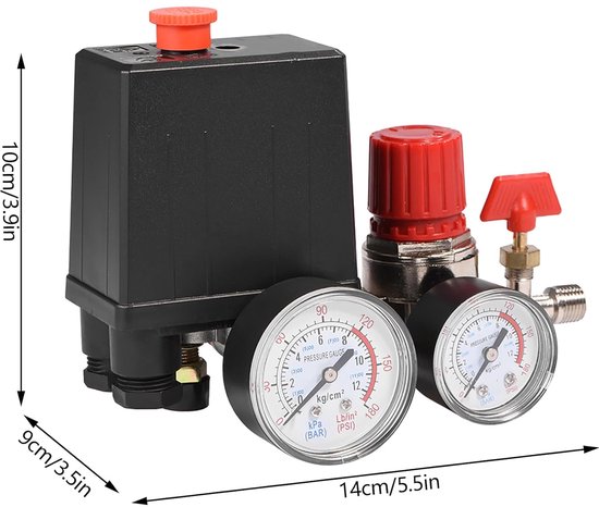 Air Compressor 12 Bar - Pressostat - Drukschakelaar met Drukmeters voor Snelle Drukverlagingsschakelaar Regelaars van Merkloos	 — afbeelding 2