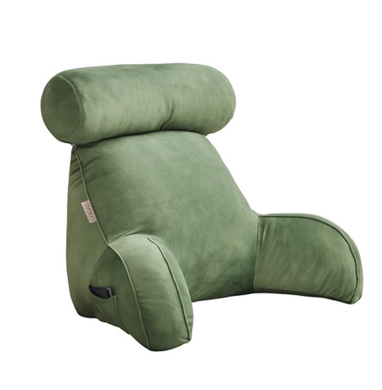 Foto: Leeskussen kussen voor lezen voor in bed en bank rugkussen boekenkussen met kussenrol comfortabel leeskussen bookseat meditatiekussen rugkussen onderrug traagschuim groen