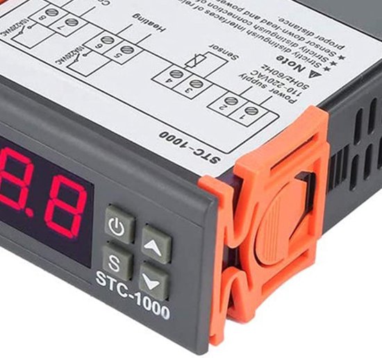 Temperature Controller, STC-1000 DC 220V Digital Thermostat Microcomputer Intelligent Controller Switch with Sensor for Aquarium Incubator Seafood van Merkloos	 — afbeelding 2