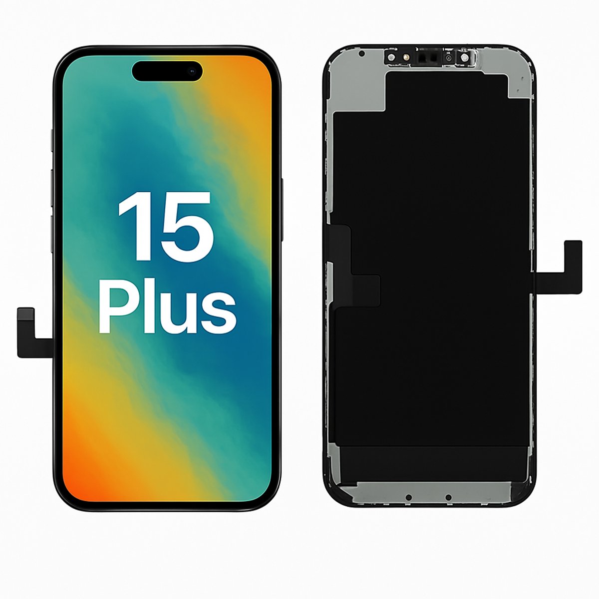 LCD Scherm Geschikt Voor IPhone 15 Plus (15+) Met Front Camera Frame | Hoge HD+ Kwaliteit Display