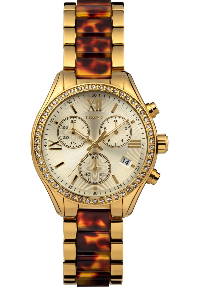 Timex Timex Classic Premium Quartz Analog Chronograph Goud En Schildpad Case: 100% Alloy| Bracelet: 100% Alloy 38 mm TW2V74700AJ, TW2V74800AJ, TW2V74900AJ, TW2V75000AJ
