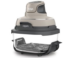 Ninja CRISPi 4-in-1 compact glazen kooksysteem - Airfryer, Roast, Recrisp, Keep Warm - Inclusief twee glazen schalen van 3.8L en 1.4L en bijpassende deksels - 2 Crisper-Plates - Grijs - FN101EUST