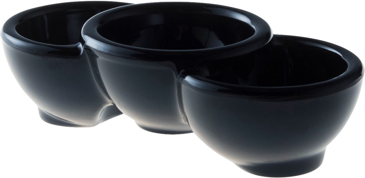 Truyts Schaal 3vaks Melamine 13.5 x 6.5 cm Zwart