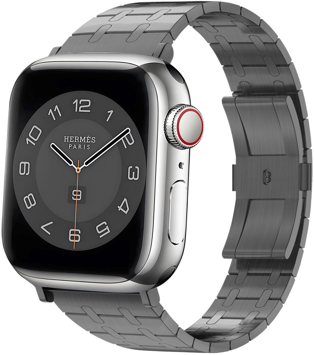 BALR RVS stalen bandje geschikt voor Apple Watch 44mm / 45mm / 49mm – Zwart – Compatibel met Apple Watch 1/2/3/4/5/6/8/9/10/11/SE(2-3)/Ultra(2-3)