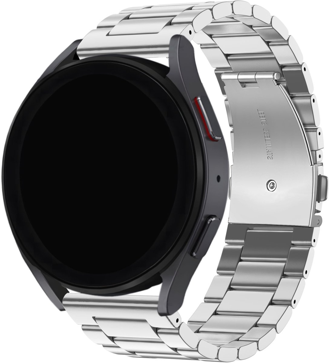 BALR Stalen Band 20mm – Geschikt voor Samsung Galaxy Watch 7 / 6 / 5 / 4, Watch Classic, Active, Huawei GT 3 / Pro, Amazfit GTS / Bip, Polar Ignite / Unite / Pacer – Luxe Metalen Horlogeband – Zilver – Vouwsluiting