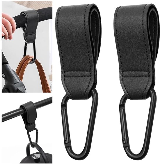 Foto: Kzq 2 stuks kinderwagenhaken kinderwagenhaken tassen universele kinderwagenclip en haak karabijnhaak antislip met n hand te openen hangende luiertas universele haakaccessoire zwart