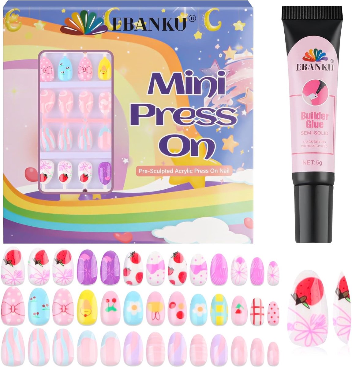 EBANKU 3 pieces children's nail prints, butterfly nail art