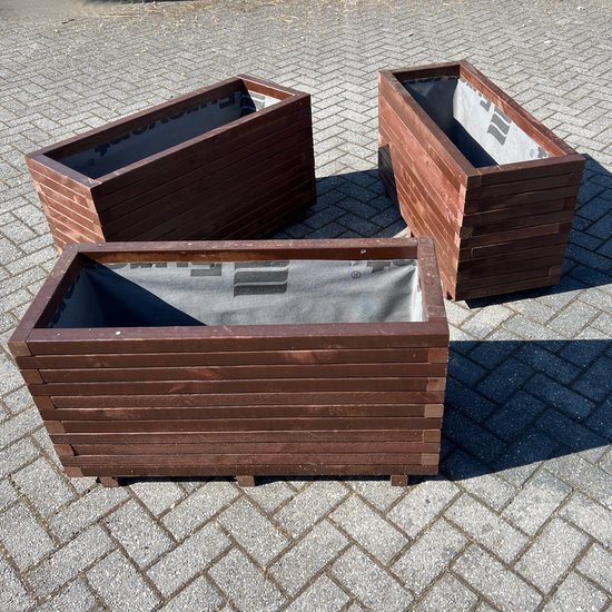 AMISHOUT - Jardinière haute en bois 100x40x54 cm – marron – jardinière d'extérieur