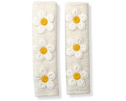 Gordelbeschermer Madeliefjes Wit - Set van 2 Gordelhoezen - Gordelkussen - Kasey Products