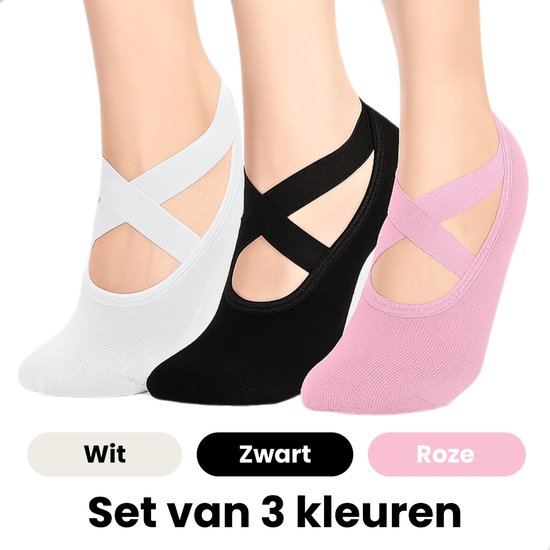 Malinsi® 3-Pack Yoga Sokken Antislip Dames - Pilates Yogasokken - Ballerina Pilatessokken - Ballerinas - Ballet van Merkloos — afbeelding 4