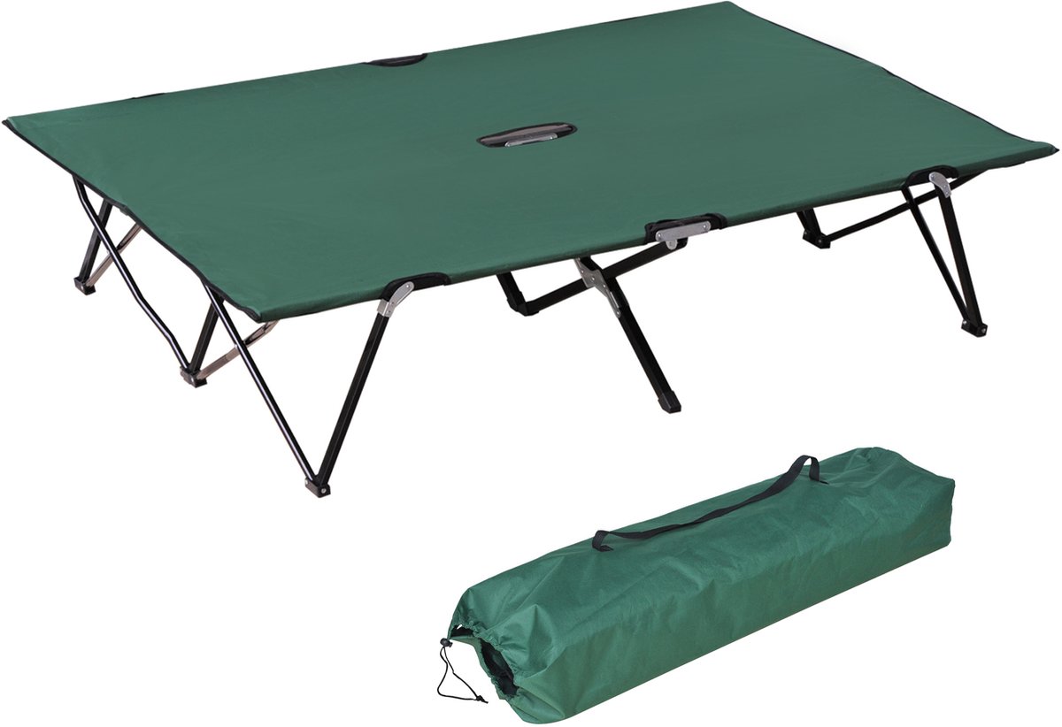 Veldbed - Kampeerbed - Vouwbed - Ligbed - Stretcher- Campingbedje - Opvouwbaar - 2 Persoons - Groen