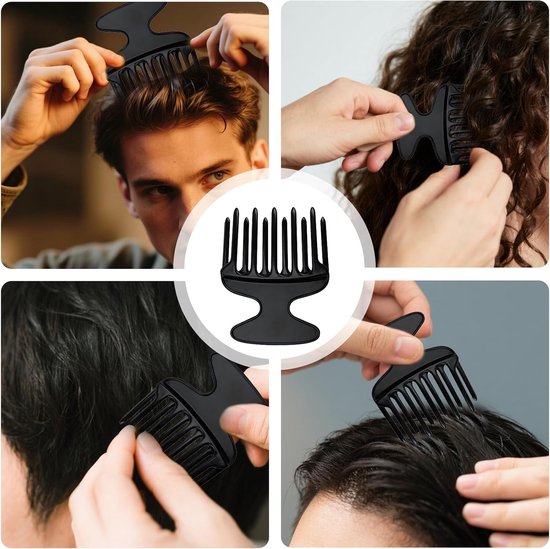 Finger Styler Afro Comb - Coarse Natural Curls - Afro Hair Comb - Lure Comb - Afro Pick - Finger Styler Comb voor Curls - Hair Salon - Thuis - Zwart van Lure — afbeelding 4