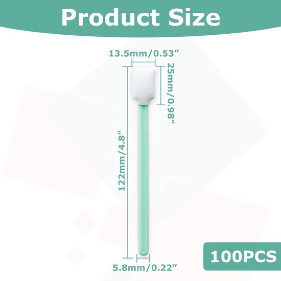 100 Pcs Foam Cleaning Swabs - Pointed Cotton Swabs voor Inkjet en Camera Lens Cleaning van Merkloos	 — afbeelding 2