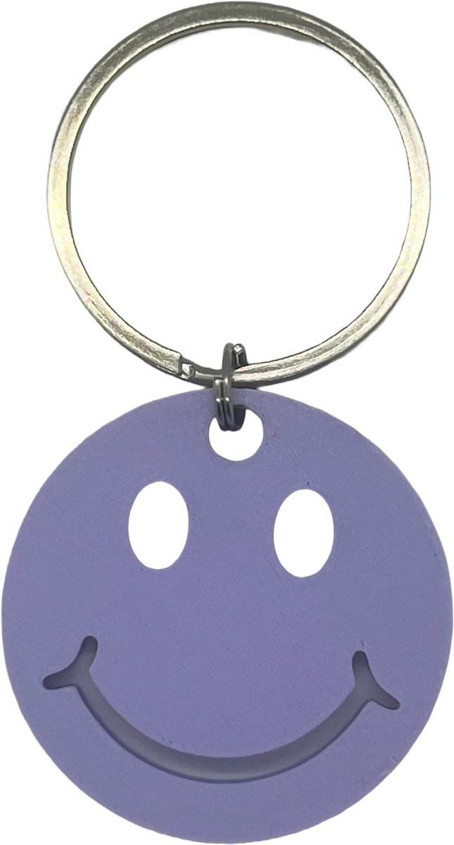 Smiley sleutelhanger Lila 4 cm