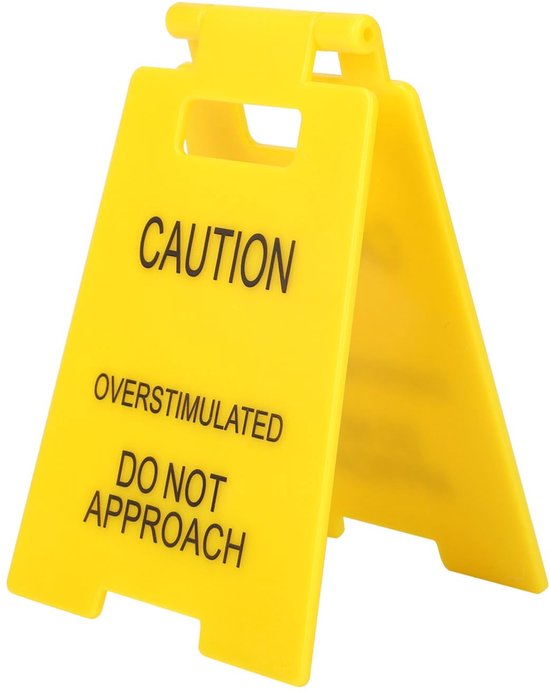 BOXOB Panneau de bureau amusant et farce, attention : ne pas approcher en cas de surstimulation, Mini Décoration de bureau Humour pour collègues, employés, patron, bureau, lieu de travail, maison