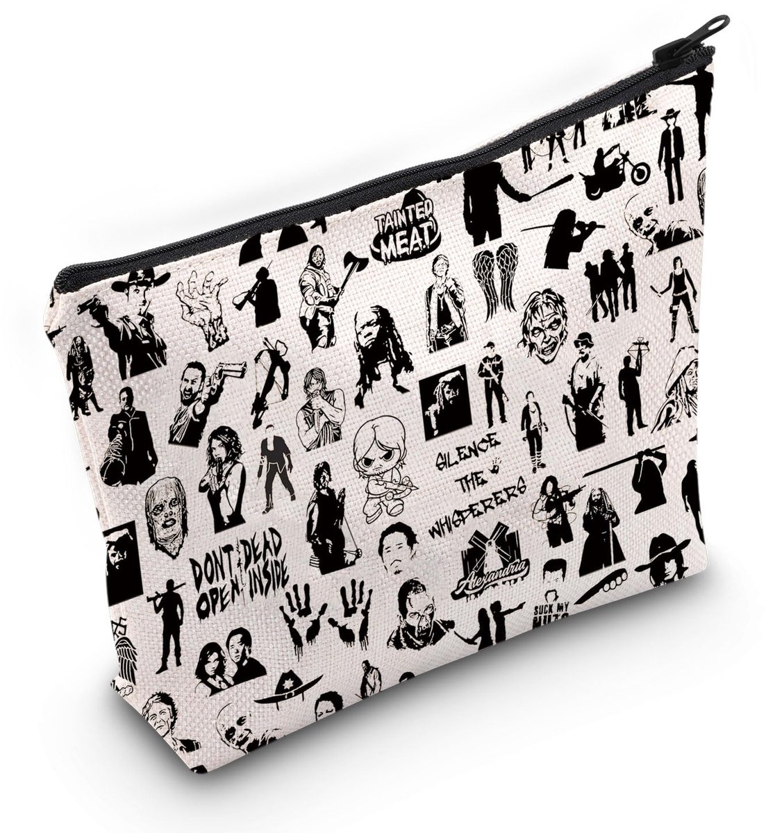 Zombie Movie Inspired Gift Negan Rick and Daryl Makeup Bag Zombie Fan Cosmetic Bag Zombie Film Merch, Negan Rick and Daryl B