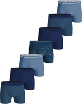 Björn Borg Cotton Stretch boxers - heren boxers normale lengte (7-pack) - verschillende tinten blauw en blauw met groene print