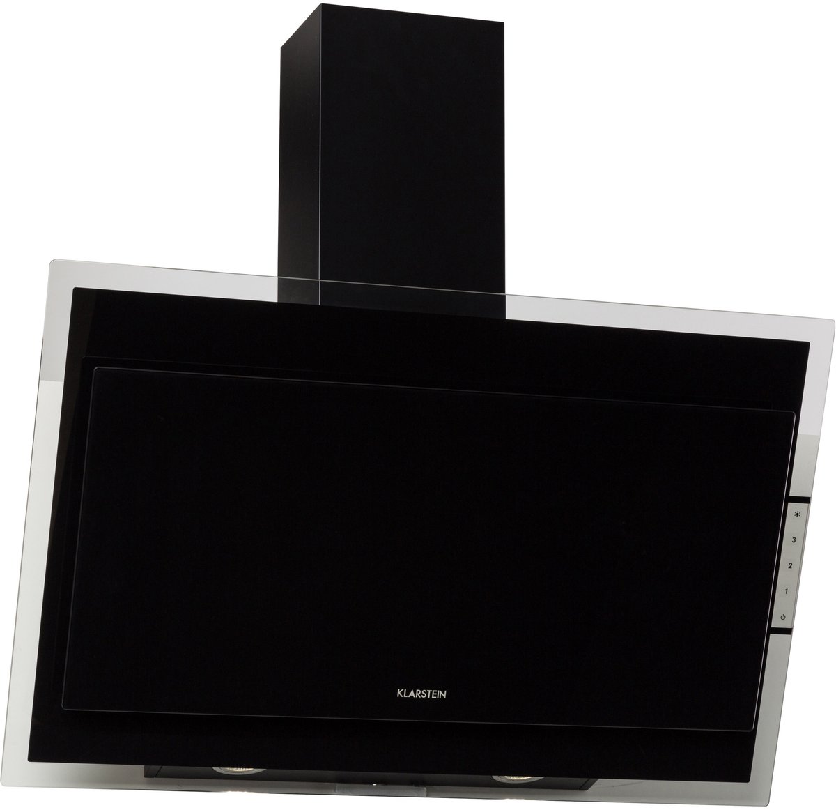 Klarstein Afzuigkap Schuin, Afzuigkap, Afzuigkap Met Actieve Koolstoffilter, Afvoer Afzuigkap, Aluminium Vetfilter, Stille Recirculatie, 550 m³/h, 65 Watt, LED, 90 cm, Zwart - Wandafzuigkap - 78 cm 63 dB - voor Keuken - Touch - Dampkap