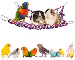 Papegaaien schommel (Rood 32*25cm) - Met 4 haken - Vogel Schommel - Klimnet - Vogel Speel - Vogel Speelgoed - Vogelspeelgoed - Vogel Speeltjes - Vogelkooi Accessoires - Voor Grasparkiet, Agapornis, Valkparkiet en Kleine Papegaaien