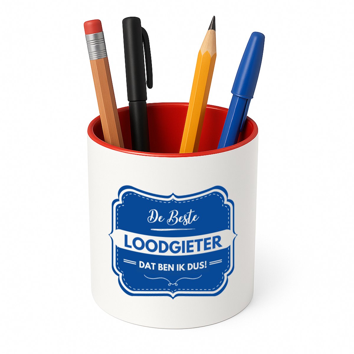 Hacebo® - De beste loodgieter Pennenbakje - Loodgieter - loodgieters - pennenhouder - werk - afscheidscadeau - verjaardagscadeau - kado - Pennenbakje rood