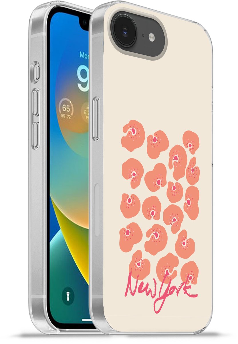 Telefoonhoesje Geschikt voor iPhone 16e hoesje - Bloem - Abstract - New York - Siliconen Telefoonhoesje Telefoonhoesje